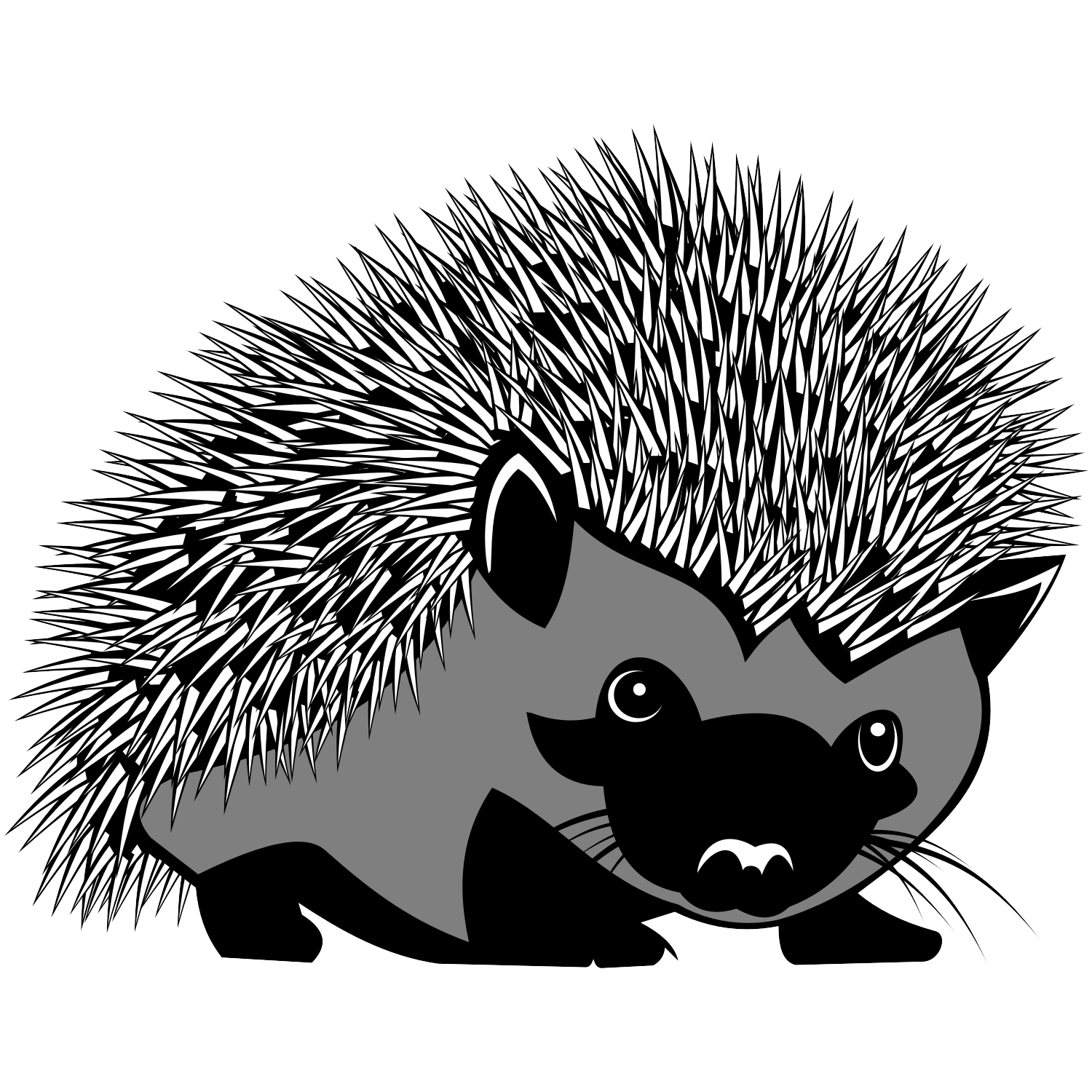 Hedgehog Vector - Hedgehog Black And White, Transparent background PNG HD thumbnail