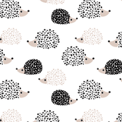Scandinavian Sweet Hedgehog Illustration For Kids Gender Neutral Black And White By Littlesmilemakers - Hedgehog Black And White, Transparent background PNG HD thumbnail