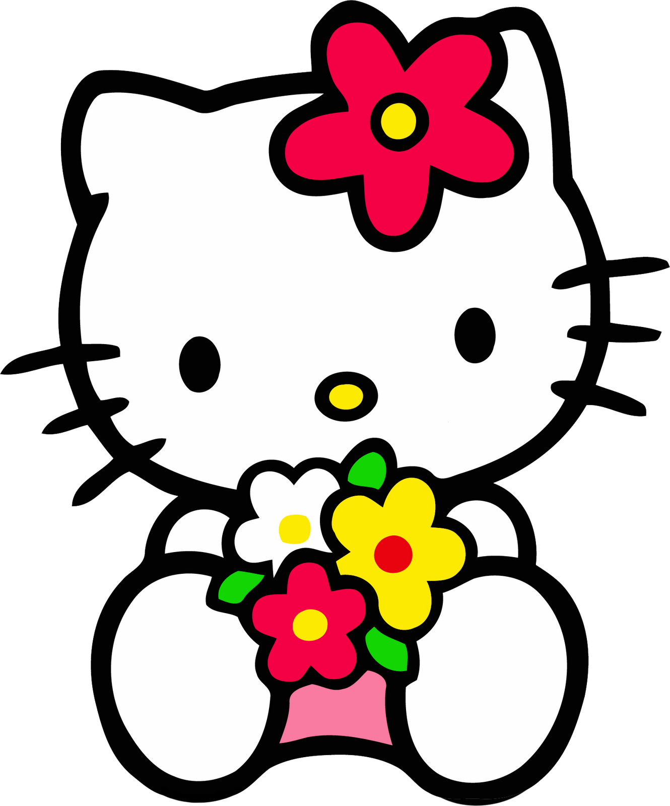 Hello Kitty Sitting With Flowers - Hello Kitty, Transparent background PNG HD thumbnail