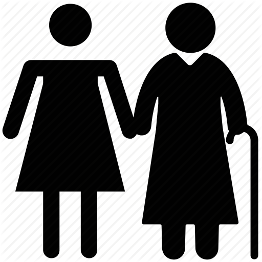 Elderly, Granddaughter, Grandmother, Kid, Old Age, Old Woman Icon - Helping Old Age People, Transparent background PNG HD thumbnail