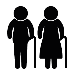 Elderly people silhouettes, E