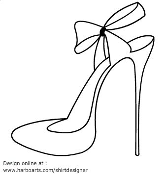 High Heel Printables | High Heel Blade Shoes Outline With Ribbon . - High Heel Outline, Transparent background PNG HD thumbnail