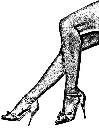 High Heel Shoe PNG Black And White - Ladies Legs Black High