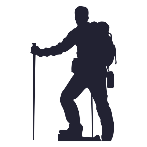 Hiking Man Silhouette Png - Hiking Black And White, Transparent background PNG HD thumbnail