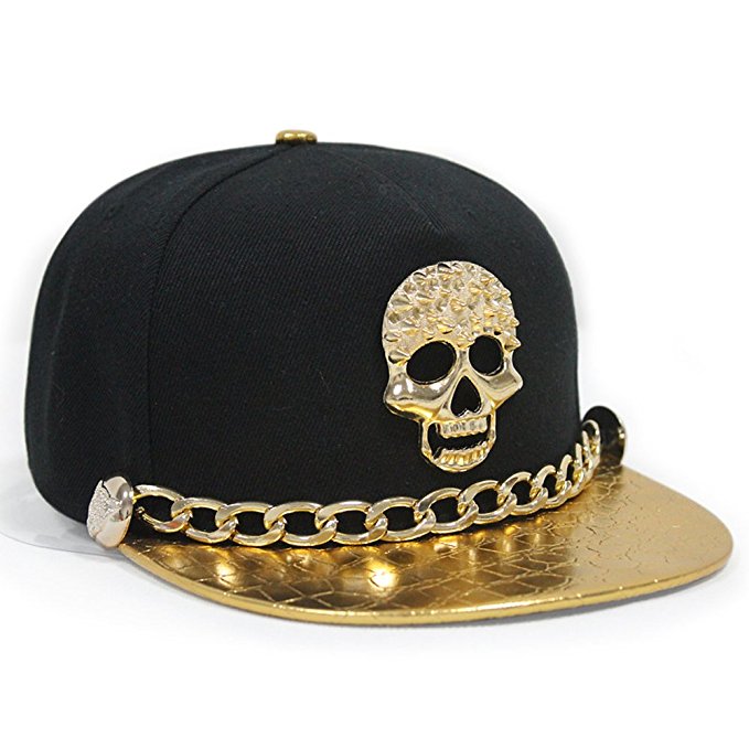 Jescakoo Adjustable Hip Hop Hat Metal Skull Studded Snapback With Chain Black 018 At Amazon Menu0027S Clothing Store: - Hip Hop Cap, Transparent background PNG HD thumbnail