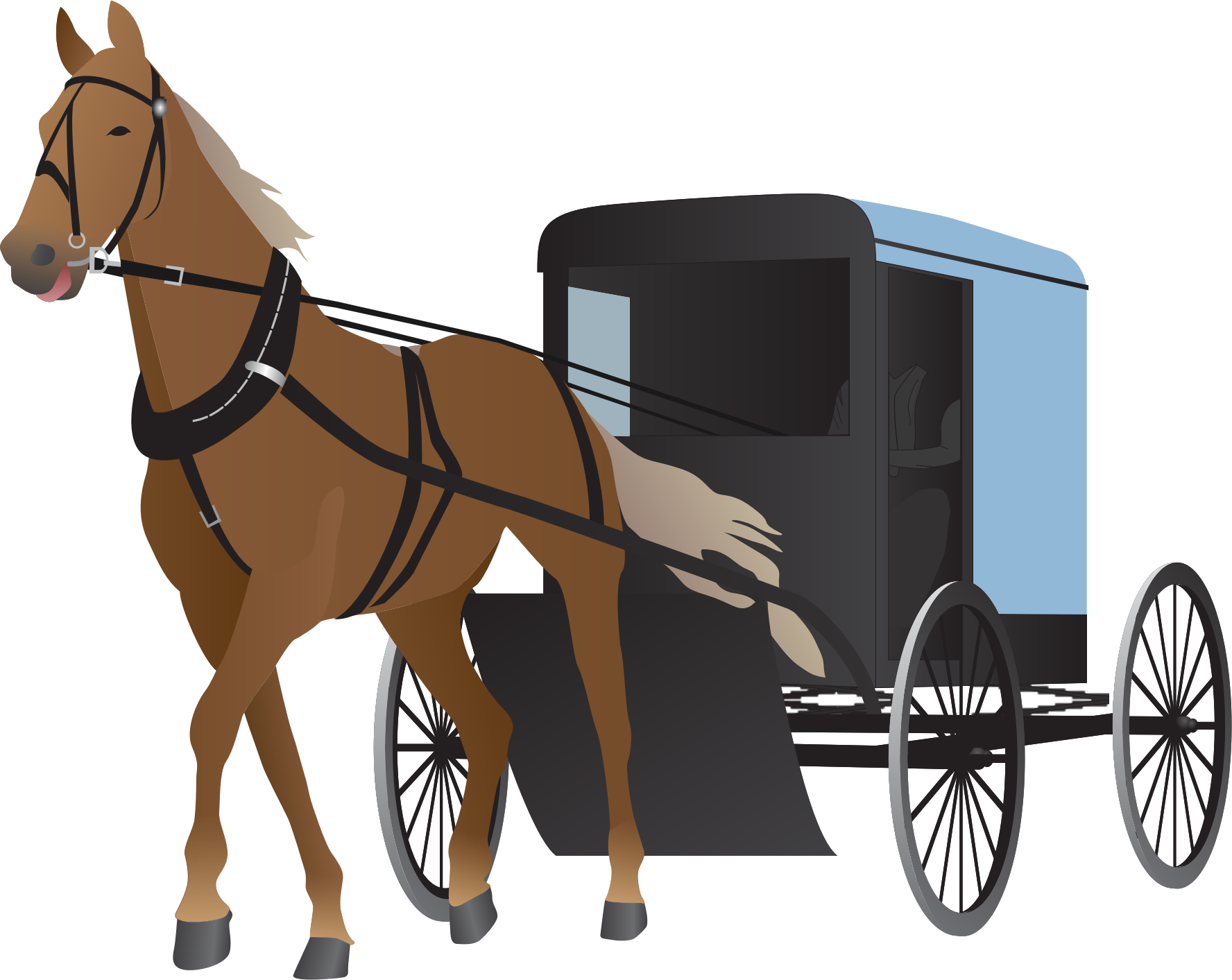 Big Image (Png) - Horse And Buggy, Transparent background PNG HD thumbnail