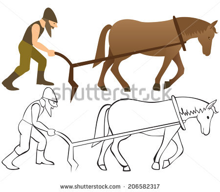 Plowman Horse Plow Color Outline Illustration Stock Illustration 206582317   Shutterstock - Horse And Plow, Transparent background PNG HD thumbnail
