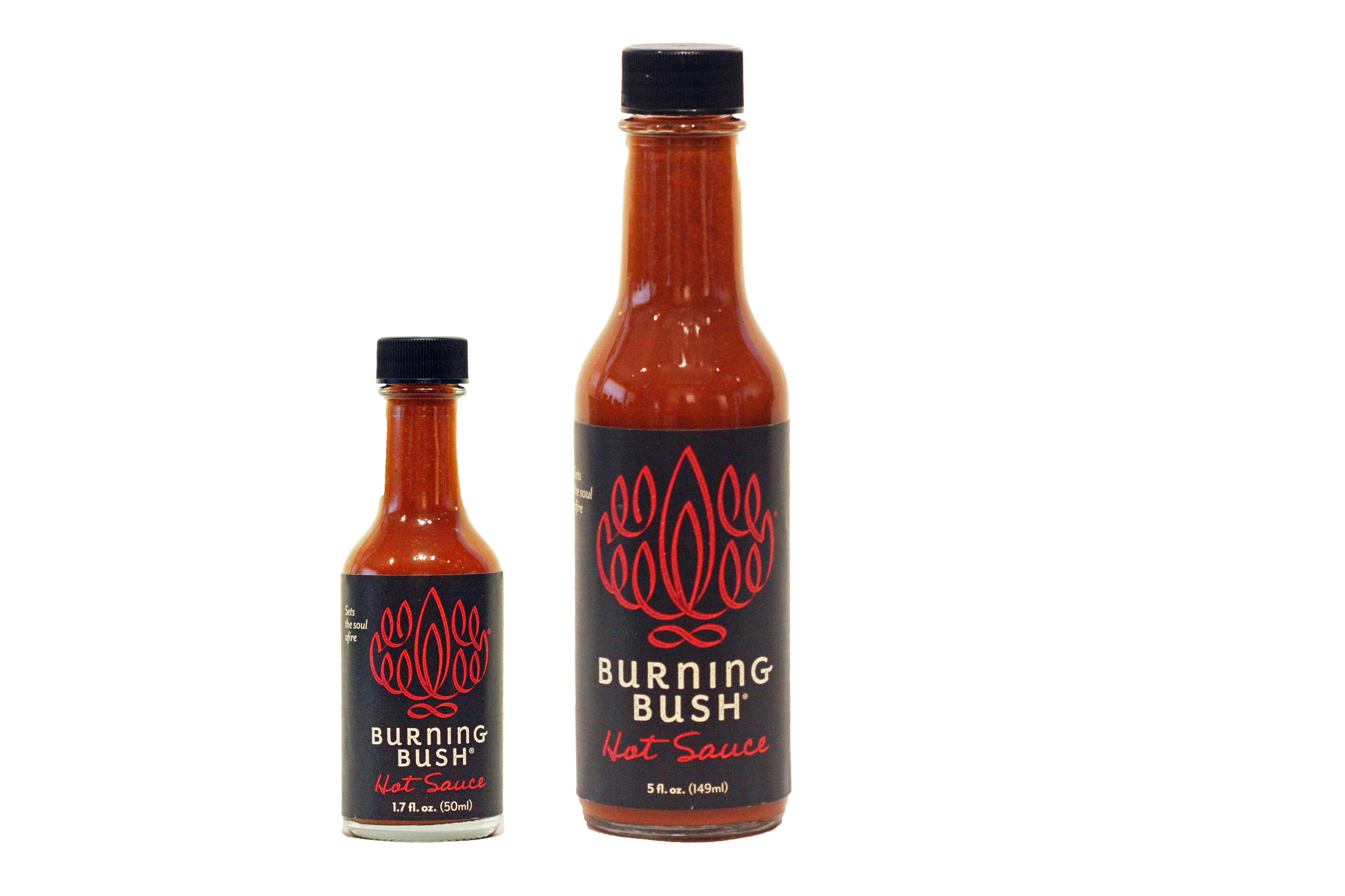 Burning Bush® Hot Sauce Fuses Heat With Flavor In Its Exotic Pairing Of Western Chilies And Ancient Middle Eastern Herbs. Bottled As 1.7 Oz. Hot Shots And 5 Hdpng.com  - Hot Sauce Bottle, Transparent background PNG HD thumbnail