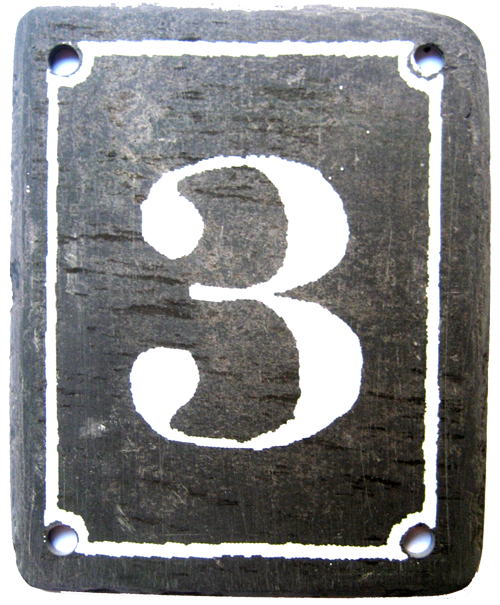 Black Slate House Number 3 - House Numbers, Transparent background PNG HD thumbnail