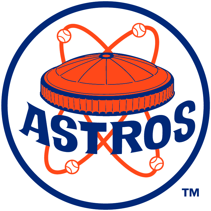 Houston Astros Alternate Logo (1972)   Orange And Blue Astrodome Stadium With Baseballs Orbiting - Houston Astros, Transparent background PNG HD thumbnail