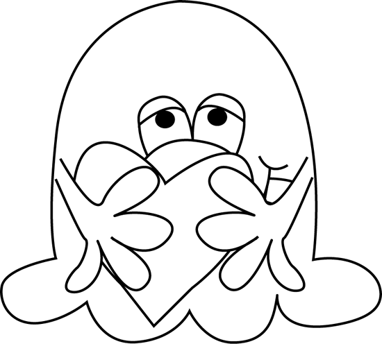 Black And White Black And White Slimy Monster Hugging A Heart - Hugs Black And White, Transparent background PNG HD thumbnail