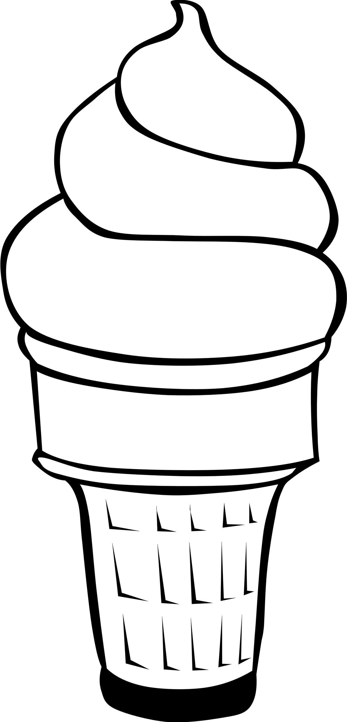 1154X2400 Clipart - Icecream Cone Black And White, Transparent background PNG HD thumbnail