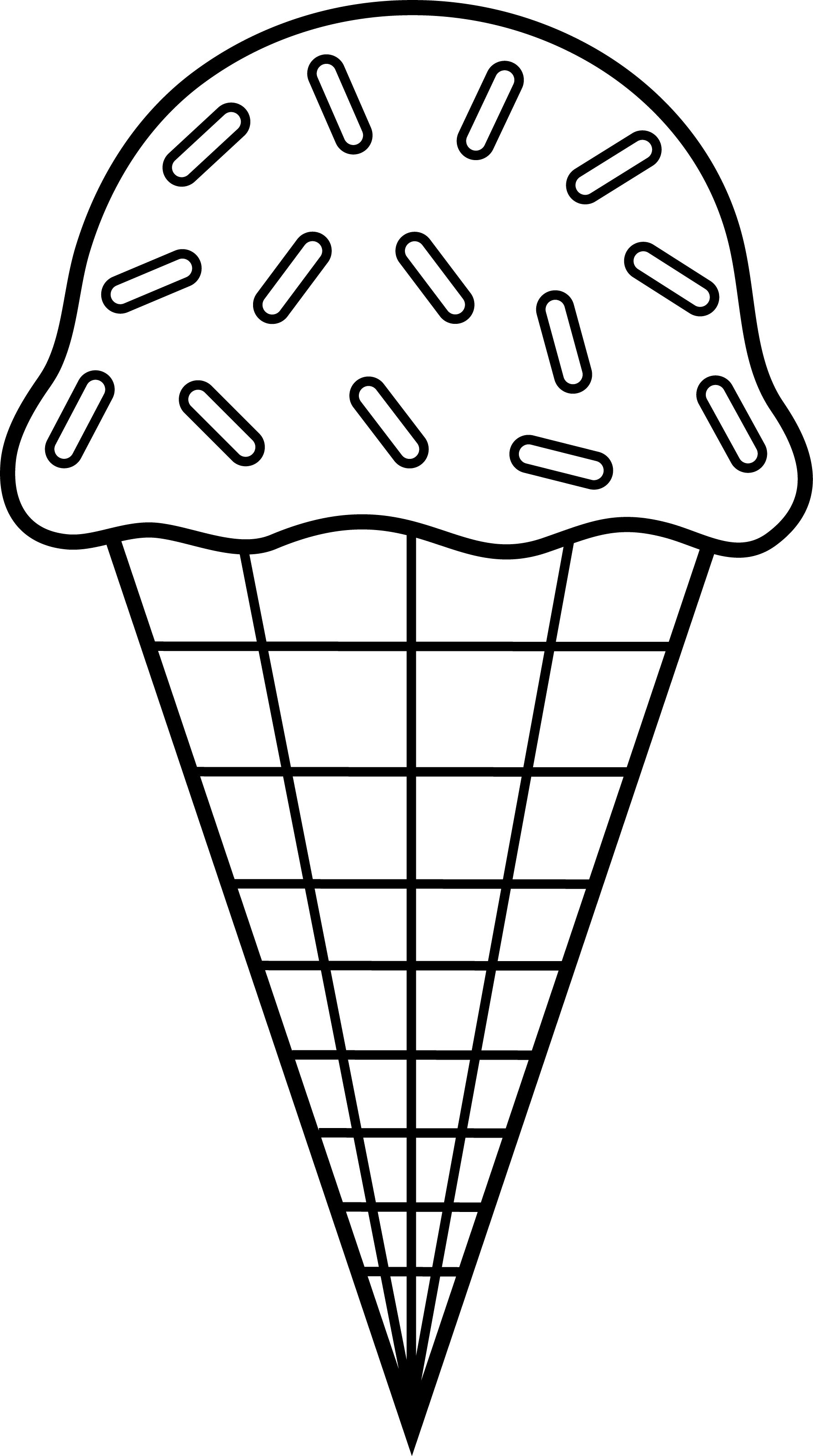 Colorable Ice Cream Line Art   Free Clip Art - Icecream Cone Black And White, Transparent background PNG HD thumbnail
