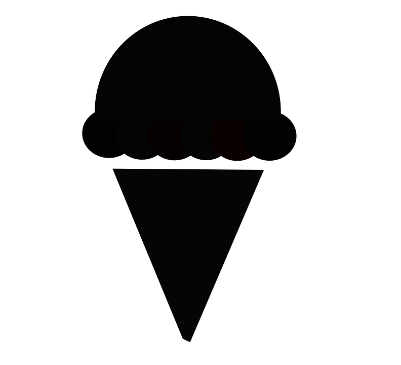 Cone Ice Cream Black Sweet Dessert Food - Icecream Cone Black And White, Transparent background PNG HD thumbnail