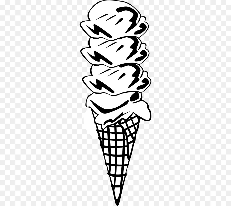 Ice Cream Cone Chocolate Ice Cream Waffle   Dessert Cliparts Black - Icecream Cone Black And White, Transparent background PNG HD thumbnail