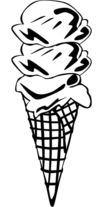 Ice Cream Cone Food Dessert Sweet Cold Frozen - Icecream Cone Black And White, Transparent background PNG HD thumbnail