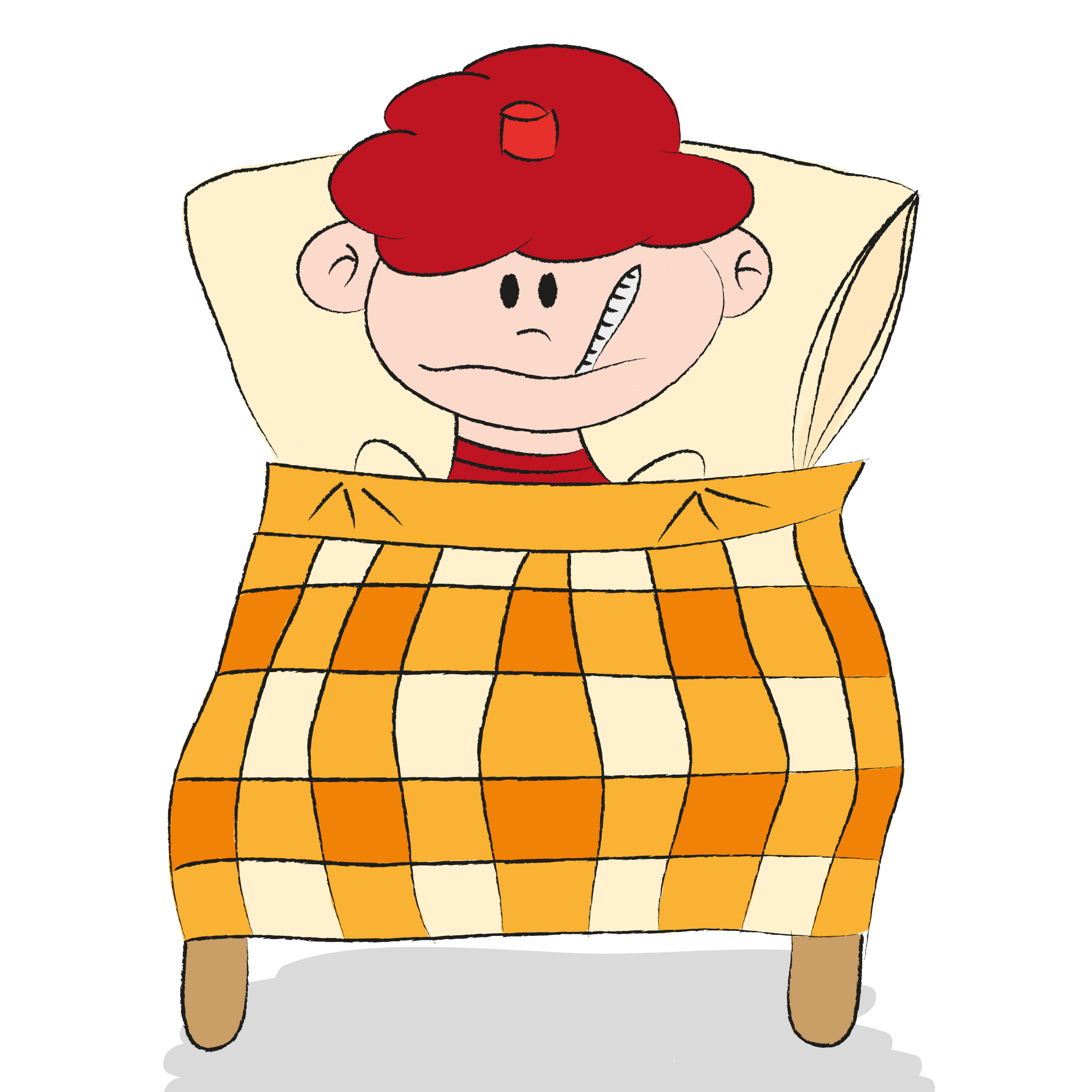 Cartoon Of Sick Kid In Bed - Ill Child, Transparent background PNG HD thumbnail
