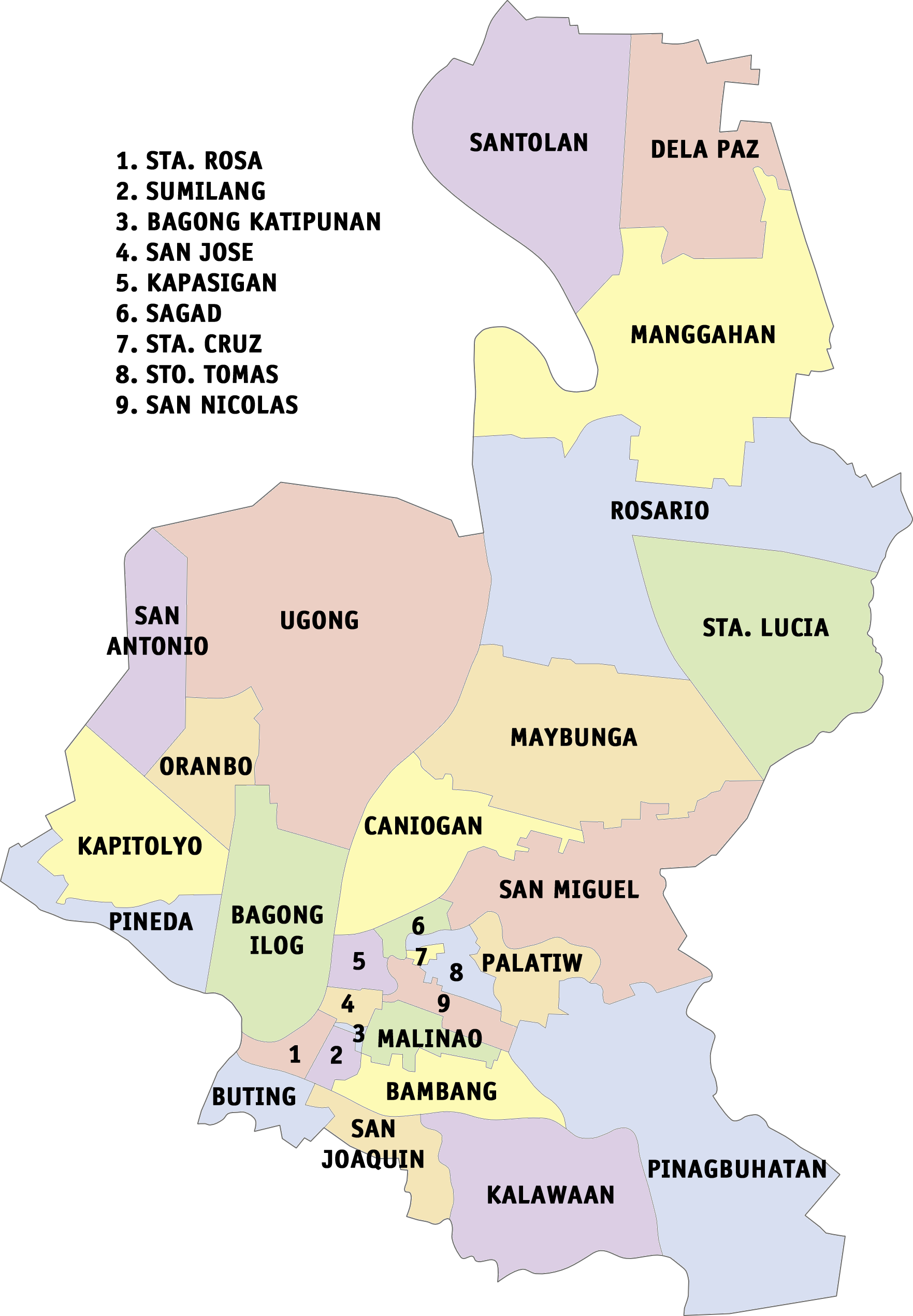 Map of Metro Manila showing t