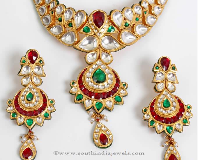 Gold Polki Necklace Set From Png Adgil Jewellers - Imitation Jewellery, Transparent background PNG HD thumbnail