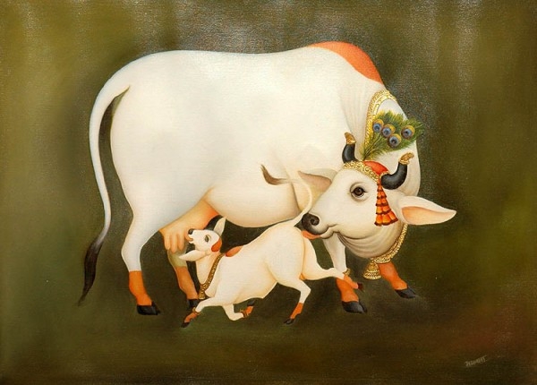 Arjuna Krishna Cliparts - Indian Cow With Krishna, Transparent background PNG HD thumbnail