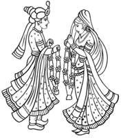 Indian Wedding Clipart In Black And White - Indian Dulha Dulhan, Transparent background PNG HD thumbnail