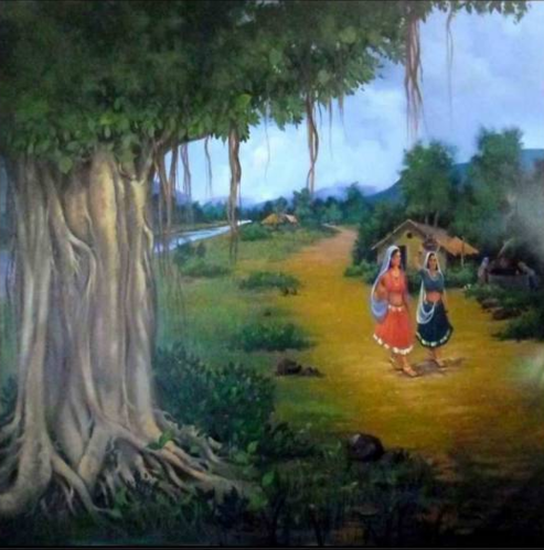 Indian Paintings   Indian Village Scene Painting Manufacturer From Miraj - Indian Village, Transparent background PNG HD thumbnail