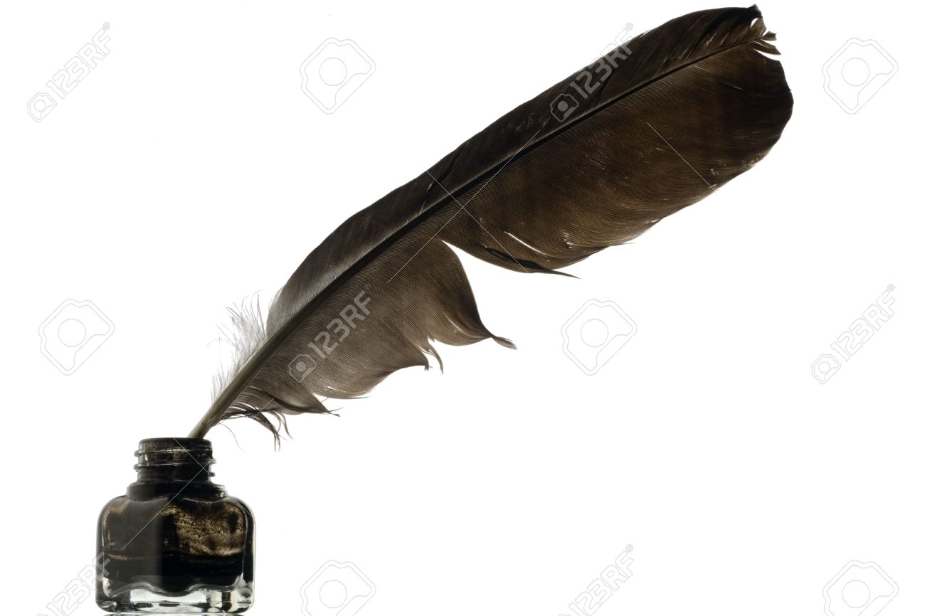 A Feather Quill In An Ink Bottle On White Stock Photo   3438847 - Ink Bottle And Feather, Transparent background PNG HD thumbnail