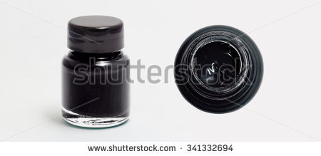 Black Acrylic Color Bottle Side And Top View White Isolated With Clipping Path - Ink Bottle Black And White, Transparent background PNG HD thumbnail
