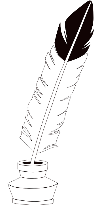 Feather Write Author Ink Ink Pot Black White - Ink Pot Black And White, Transparent background PNG HD thumbnail