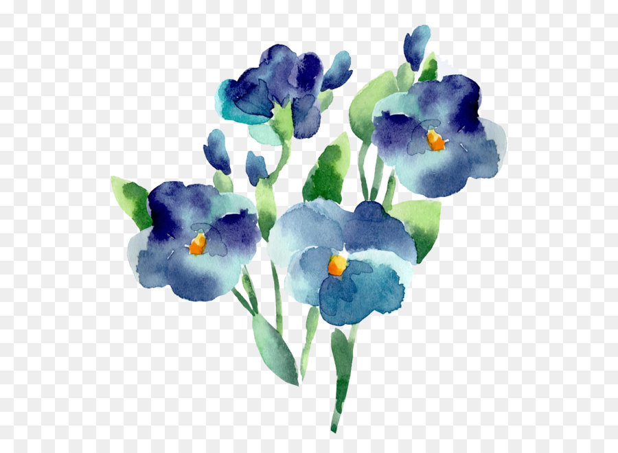 Flower Blue Watercolor Painting   Blue Flowers - Iris Flower, Transparent background PNG HD thumbnail