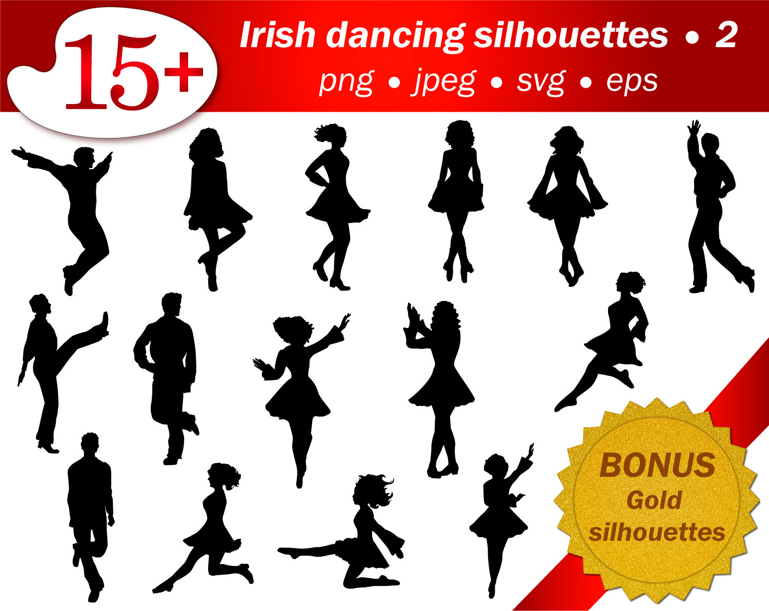 Svg Irish Dancer Silhouette. Silhouette Cameo Files Set. People Silhouette. Png Silhouette. - Irish Dancer, Transparent background PNG HD thumbnail