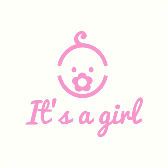 Itu0027S A Girl Text With Cute Face Icon For Baby Shower By Beakraus - Its A Girl, Transparent background PNG HD thumbnail