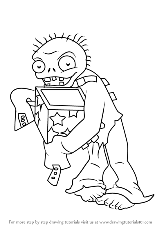 How To Draw Jack In The Box Zombie From Plants Vs. Zombies - Jack In The Box Black And White, Transparent background PNG HD thumbnail