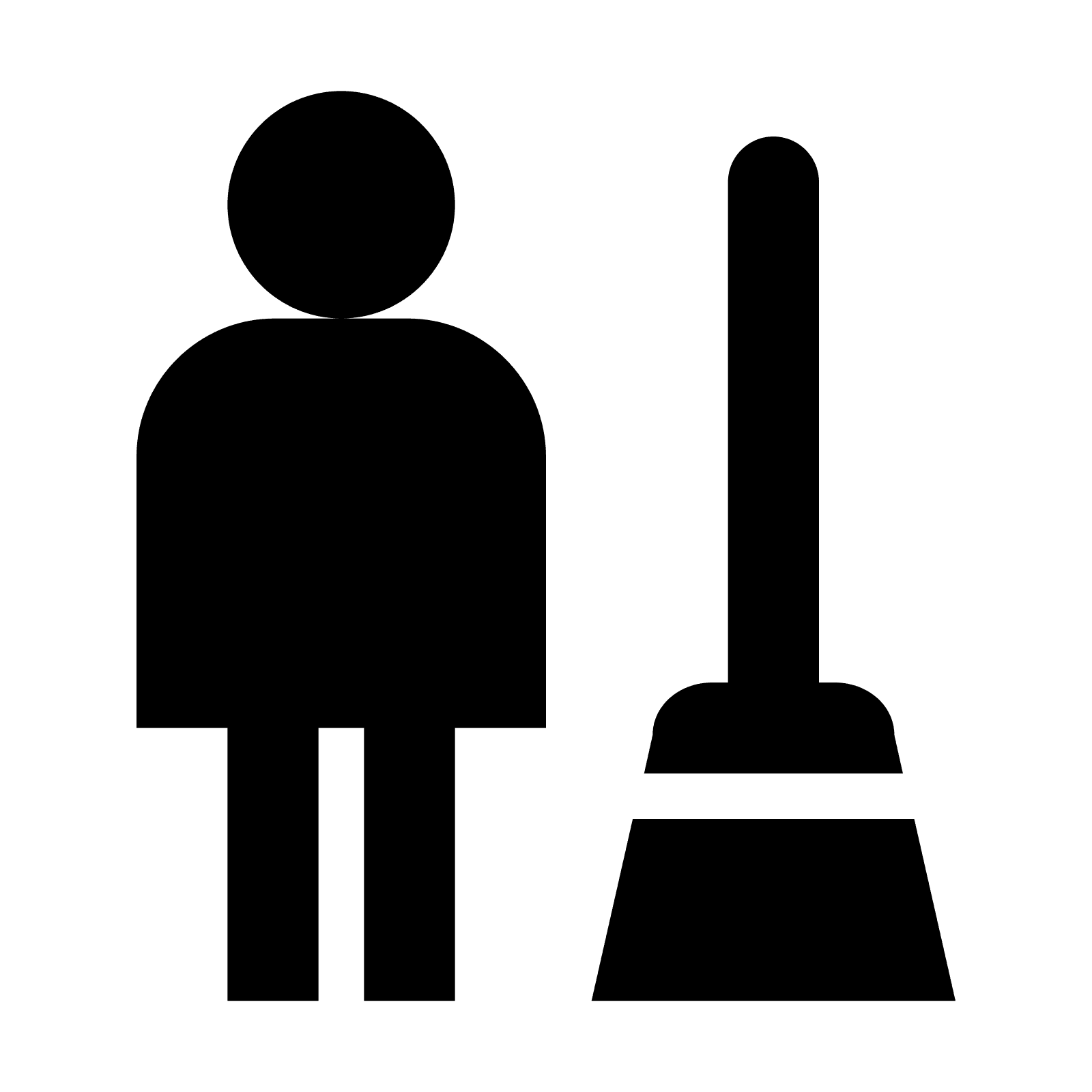 This Is A Male Human Standing Upright With Both Hands On Long Shaft Of A Broom. Png 50 Px - Janitor Black And White, Transparent background PNG HD thumbnail