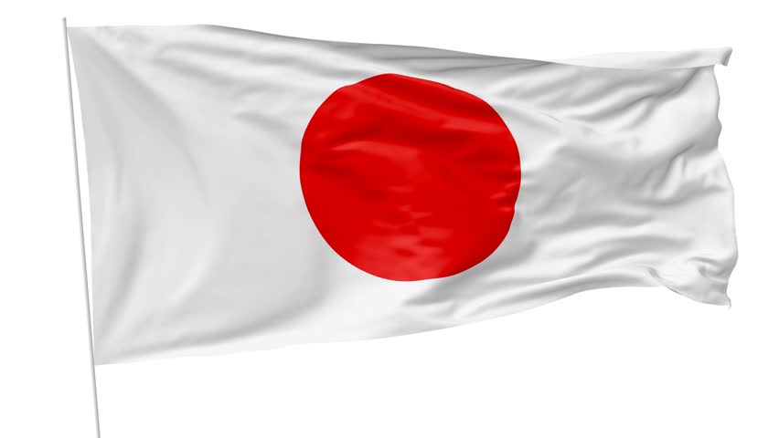 National Flag Of Japan With Flagpole Waving In The Wind, 3D Animation With Luma Matte - Japan Flag, Transparent background PNG HD thumbnail