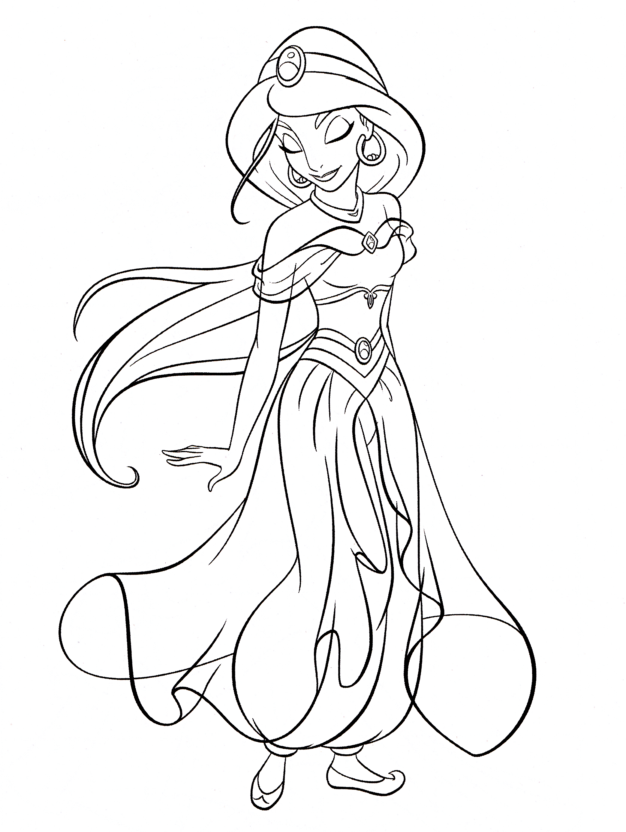 Photo Of Walt Disney Coloring Pages   Princess Jasmine For Fans Of Walt Disney Characters. - Jasmine Black And White, Transparent background PNG HD thumbnail