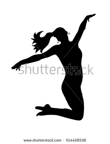 Silhouettes Dancing Jumping Girl. Vector Illustration - Jazz Dancer Silhouette, Transparent background PNG HD thumbnail