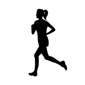 Running Woman Silhouette Clipart - Jogging Black And White, Transparent background PNG HD thumbnail