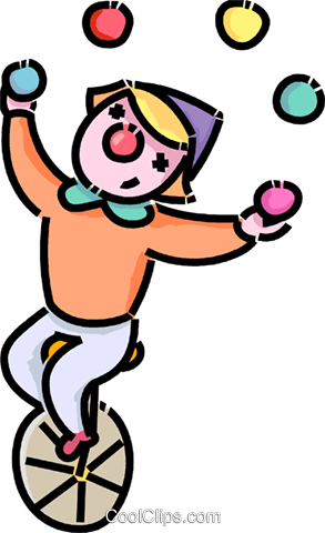 Clown Juggling On A Unicycle Royalty Free Vector Clip Art Illustration - Juggling, Transparent background PNG HD thumbnail
