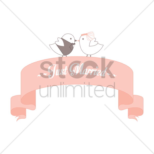 Just Married Banner Vector Graphic - Just Married Banner, Transparent background PNG HD thumbnail