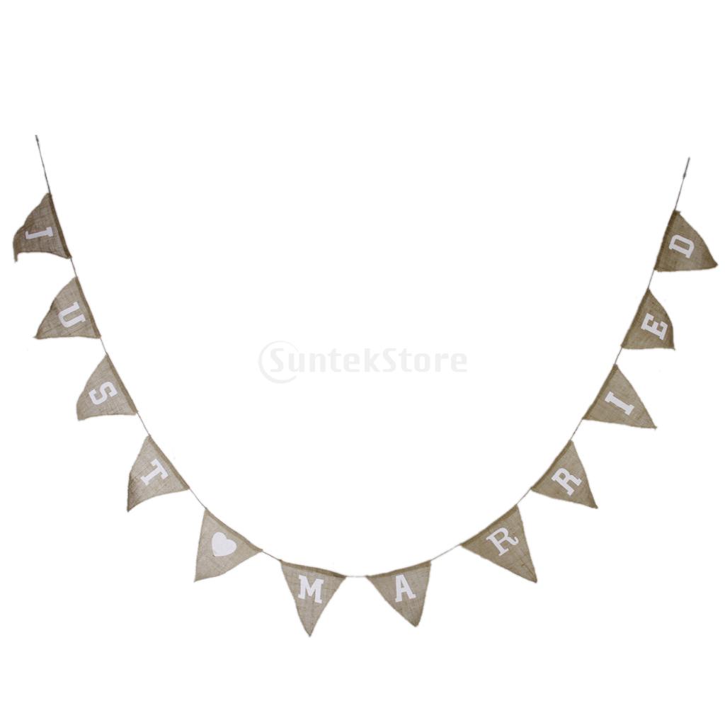 New Arrivals 2015 Phenovo Just Married Burlap Bunting Banner Vintage Flags For Wedding Party Free Shipping Hdpng.com  - Just Married Banner, Transparent background PNG HD thumbnail