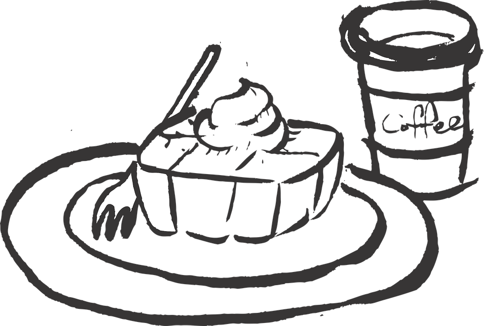 Essen, Dessert, Honig Brad, Kaffee, Brot, Süßes Dessert - Kaffee Und Kuchen Schwarz Weiss, Transparent background PNG HD thumbnail