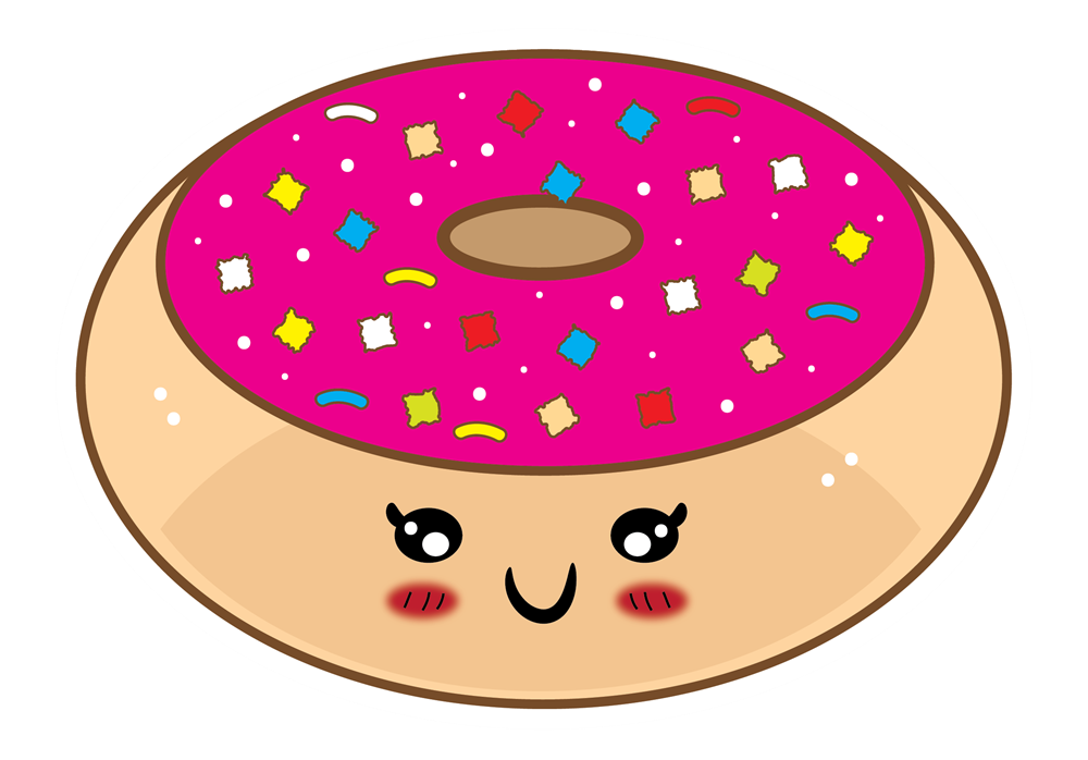 Cute Donut Clipart - Kawaii Donut, Transparent background PNG HD thumbnail