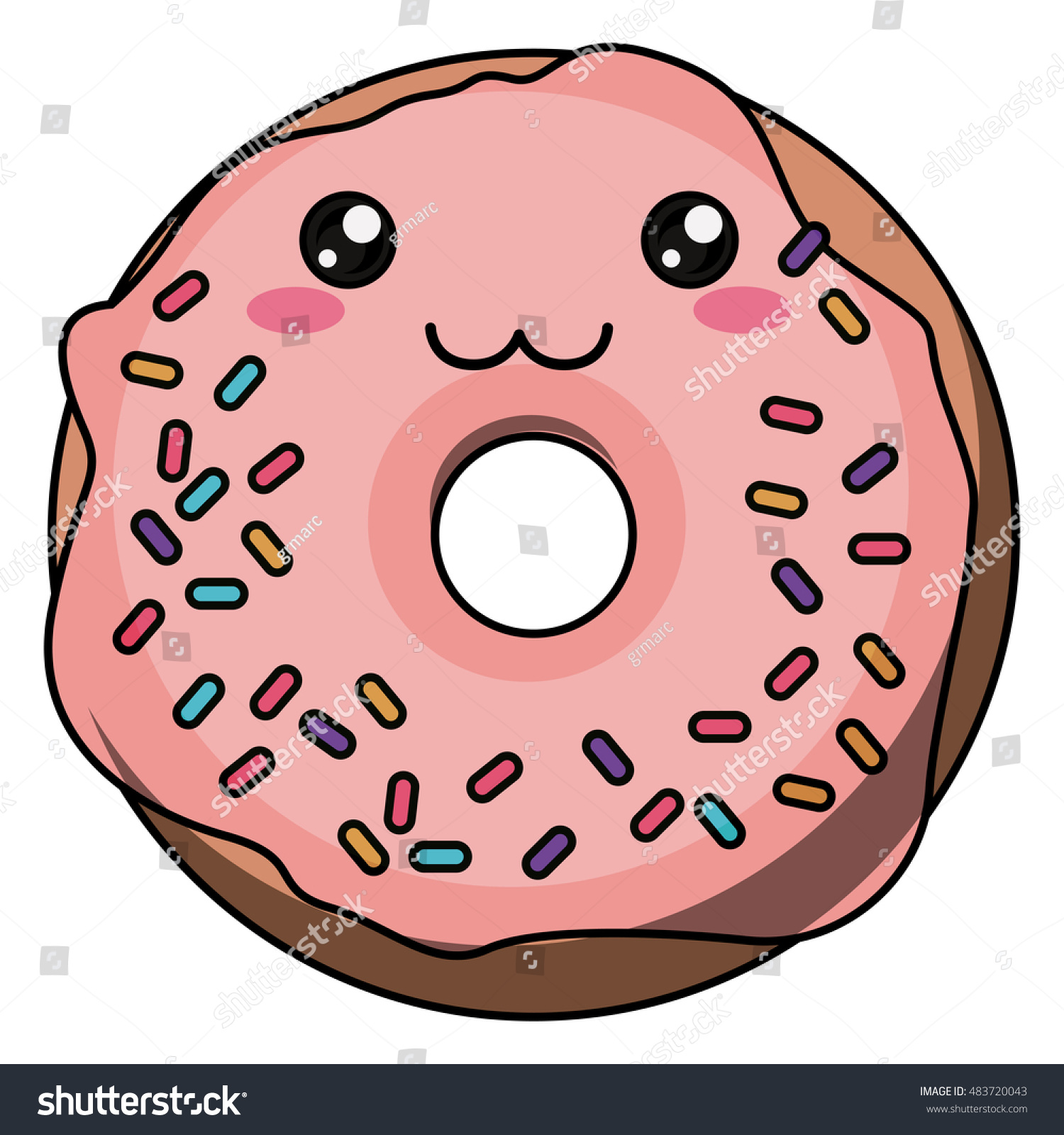 Donut With Kawaii Face Icon. Cute Cartoon And Character Theme. Isolated Design. Vector - Kawaii Donut, Transparent background PNG HD thumbnail