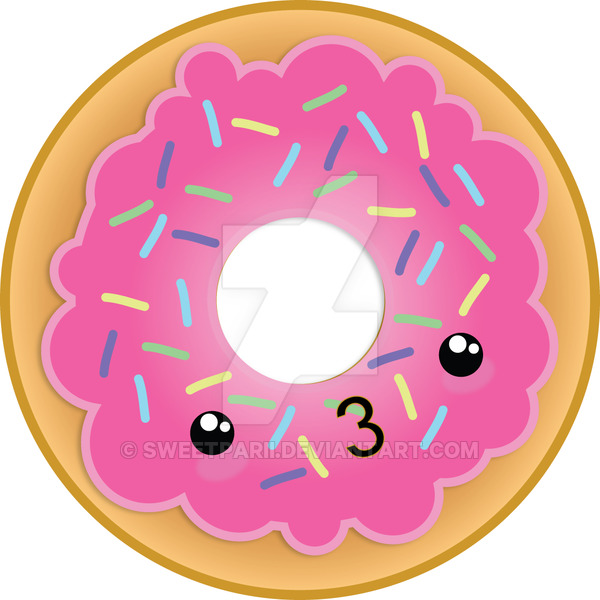 Donut with kawaii face icon. 
