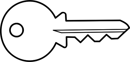 Vector clip art of outline of simple metal door key, Keys PNG Black And White - Free PNG