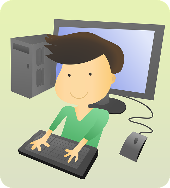 Boy Cartoon Computer Geek Kid Mouse - Kid At Computer, Transparent background PNG HD thumbnail