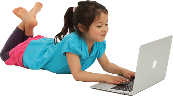 Girl Using A Laptop Computer - Kid At Computer, Transparent background PNG HD thumbnail