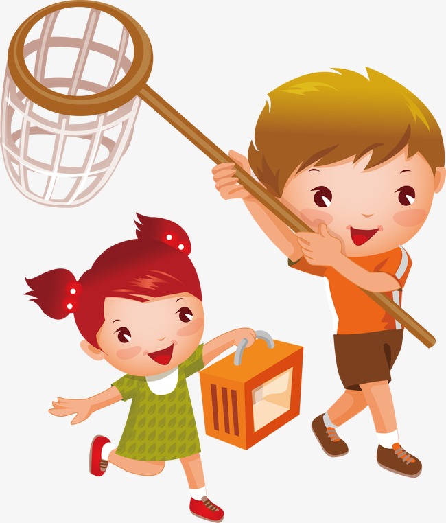 Cartoon Children Playing Vector, Catch Butterflies, Run, Cartoon Characters Png And Vector - Kids Playing Catch, Transparent background PNG HD thumbnail