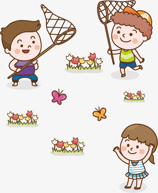 Children Catch Butterflies, Butterfly, Children, Flowers Png And Vector - Kids Playing Catch, Transparent background PNG HD thumbnail